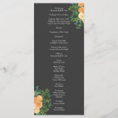 Peach Charcoal Gray Peony Roos Wedding Programs Menu (Achterkant)