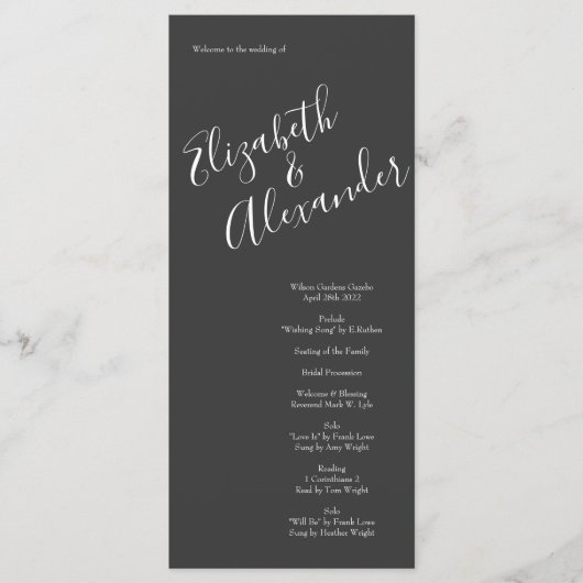 Peach Charcoal Gray Peony Roos Wedding Programs Menu (Voorkant)