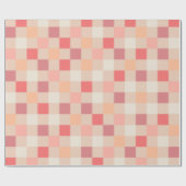 Peach Check Blush Roze geruit pastelpatroon Cadeaupapier (Vlak)