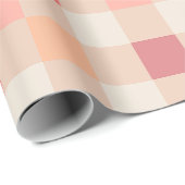 Peach Check Blush Roze geruit pastelpatroon Cadeaupapier (Rol Hoek)