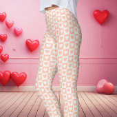Peach Checkerboard Heart Valentijnsdag Leggings