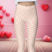 Peach Checkerboard Heart Valentijnsdag Leggings