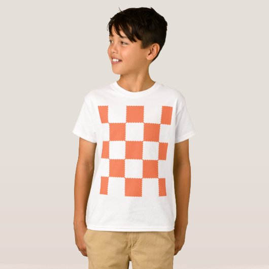 Peach Checkerboard T-shirt (Voorkant volledig)