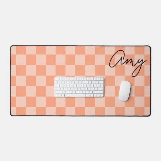 Peach Checkers Monoline Naam Bureaumat (Keyboard & Muis)