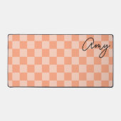 Peach Checkers Monoline Naam Bureaumat (Voorkant)