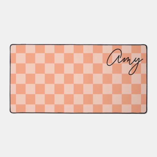 Peach Checkers Monoline Naam Bureaumat (Voorkant)
