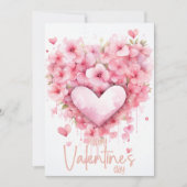 Peach cherry blossom heart Happy Valentines Day Feestdagenkaart (Voorkant)