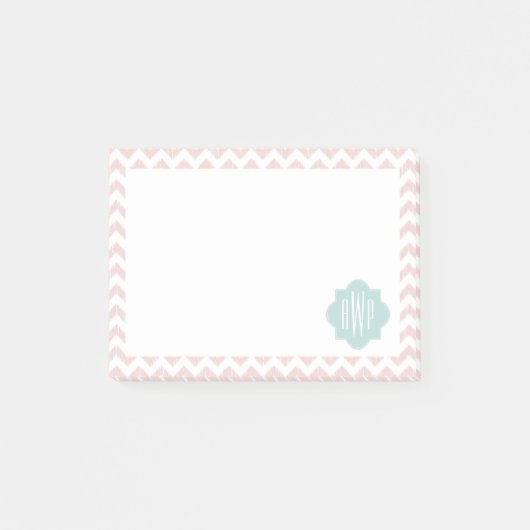 Peach Chevron Ikat monogrammed Post It Notes (Voorkant)