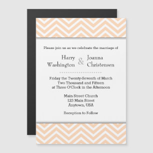 Peach Chevron Magnetic Wedding Invitation Magnetische Uitnodiging