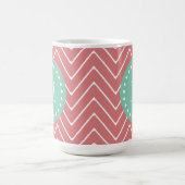 Peach Chevron Pattern | Munt Green Monogram Koffiemok (Center)