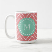 Peach Chevron Pattern | Munt Green Monogram Koffiemok (Links)