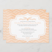 Peach Chevron Wedding Invitations Kaart (Voorkant / Achterkant)