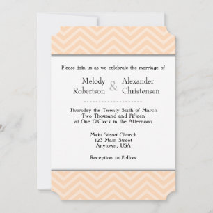 Peach Chevron Wedding Invitations Kaart