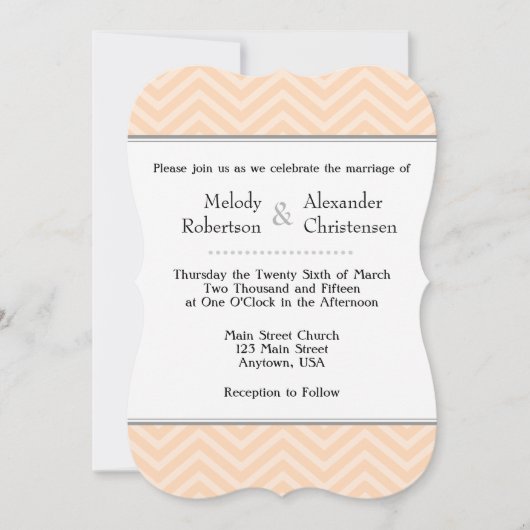 Peach Chevron Wedding Invitations Kaart (Voorkant)