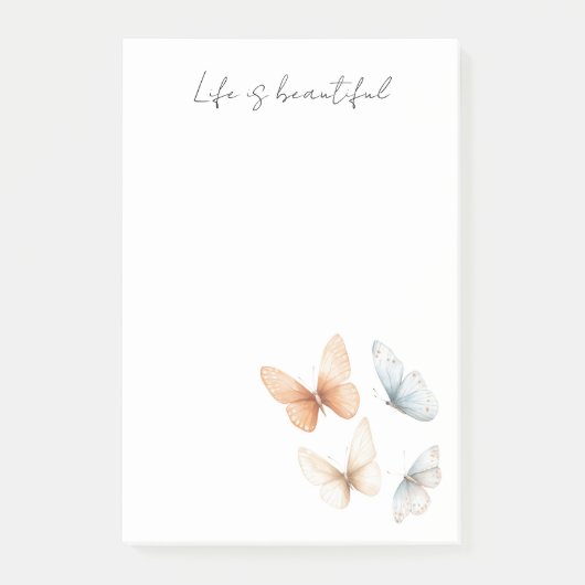 Peach Chic Blue Butterflies  Post-it® Notes (Voorkant)