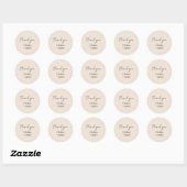 Peach | Chic Simple Script Dank u voor uw bruiloft Ronde Sticker (Vel)