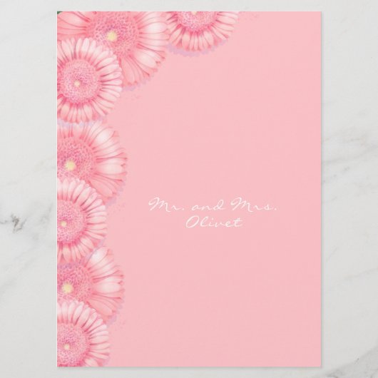 Peach Chrysanthemum Vow Vernieuwing 10 Jaar Uitnod Menu (Achterkant)