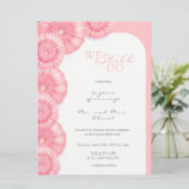 Peach Chrysanthemum Vow Vernieuwing 25 Jaar Uitnod Menu (Staand voorkant)