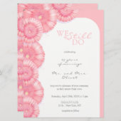 Peach Chrysanthemum Vow Vernieuwing 25 Jaar Uitnod Menu (Voorkant / Achterkant)