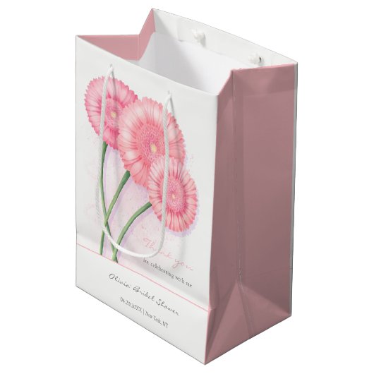 Peach Chrysanthemum-Vrijgezellenfeest Medium Cadeauzakje (Voorkant Gekanteld)