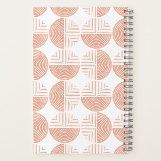 Peach Circle Geometric Pattern Spiral Notitieboek (Achterkant)
