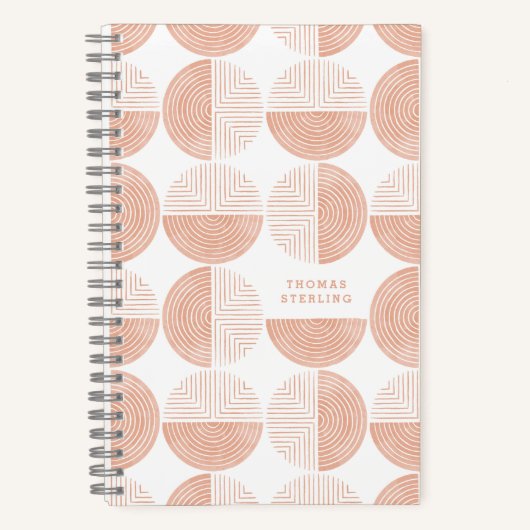 Peach Circle Geometric Pattern Spiral Notitieboek (Voorkant)