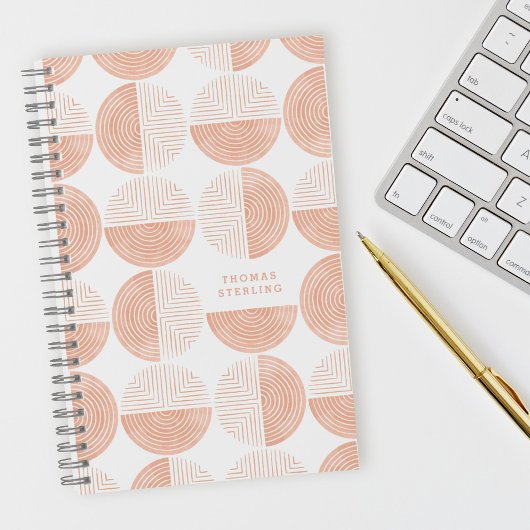 Peach Circle Geometric Pattern Spiral Notitieboek