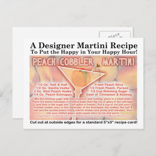 Peach Cobbler Martini Recept Briefkaart (Voorkant / Achterkant)