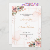 Peach Color Wedding Invitations Kaart (Voorkant / Achterkant)