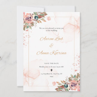 Peach Color Wedding Invitations Kaart