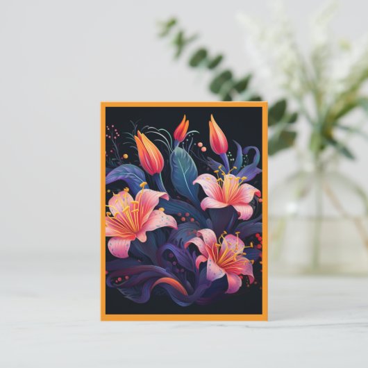 PEACH  COLORED FLOWERS #2 BRIEFKAART (Staand voorkant)