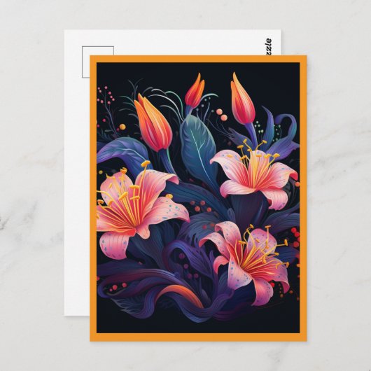 PEACH  COLORED FLOWERS #2 BRIEFKAART (Voorkant / Achterkant)