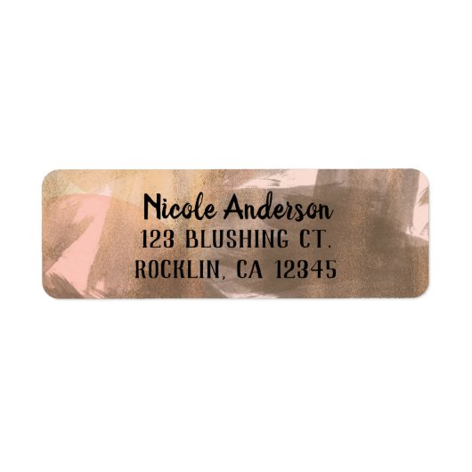 Peach & Copper Bronze Chic Modern Monogram Gold Etiket (Voorkant)