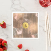 Peach & Copper Bronze Chic Modern Monogram Gold Servet (Insitu)