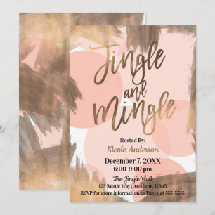 Peach Copper Bronze Modern Jingle & Mingle Party Kaart