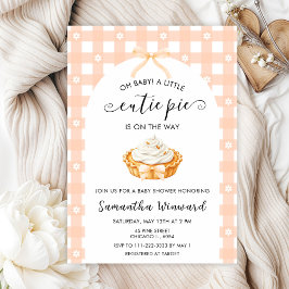 Peach Coquette Cutie Pie Baby Shower Kaart