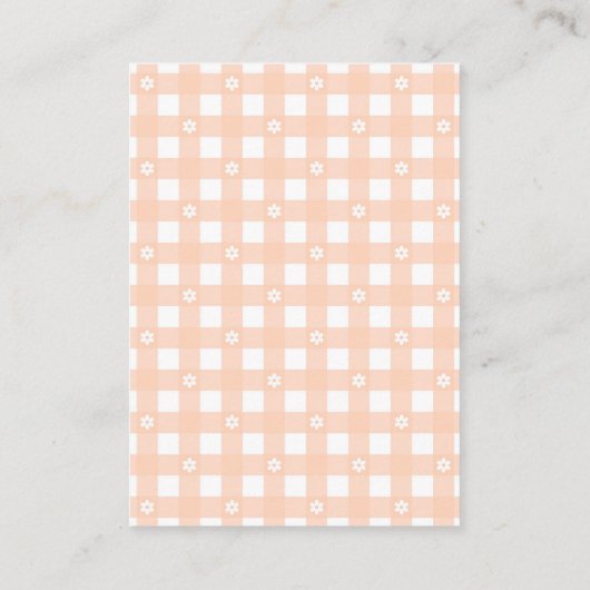 Peach Coquette Pie Diaper Raffle Informatiekaartje (Achterkant)