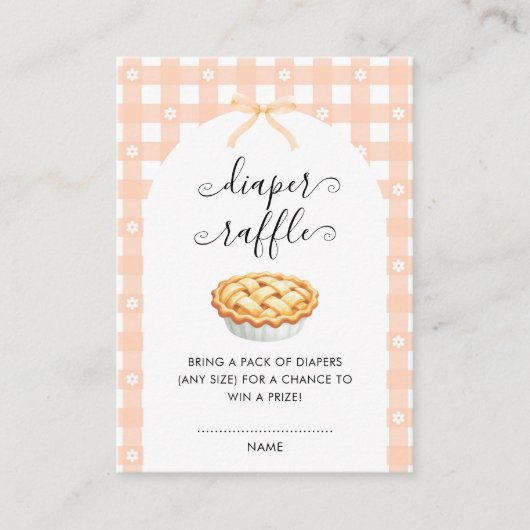 Peach Coquette Pie Diaper Raffle Informatiekaartje (Voorkant)