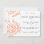 Peach Coral and Mushroom Damask Wedding Invitation Kaart (Achterkant)