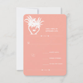 Peach Coral Beach Destination Wedding Invitations Kaart