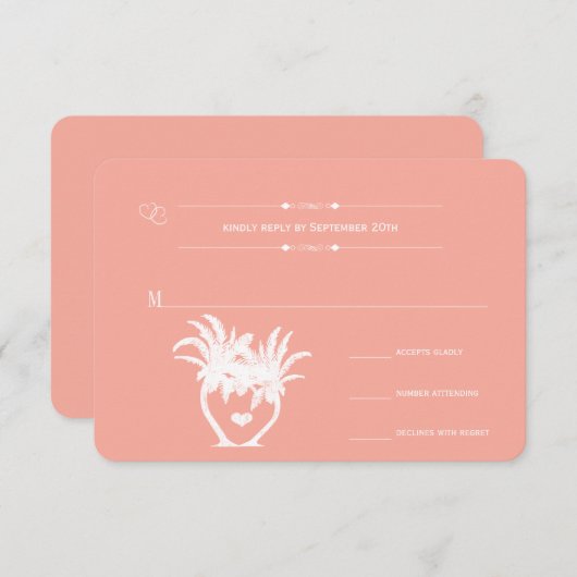 Peach Coral Beach Destination Wedding RSVP Kaart (Voorkant / Achterkant)