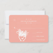 Peach Coral Beach Destination Wedding RSVP Kaart (Voorkant)