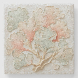 Peach Coral Coastal Branch Art Stenen Onderzetter