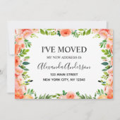 Peach Coral Floral bewegende aankondiging (Voorkant)