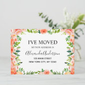 Peach Coral Floral bewegende aankondiging (Staand voorkant)