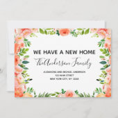 Peach Coral Floral bewegende aankondiging (Voorkant)