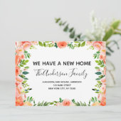 Peach Coral Floral bewegende aankondiging (Staand voorkant)