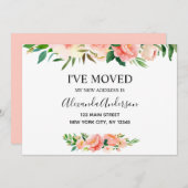 Peach Coral Floral bewegende aankondiging (Voorkant / Achterkant)