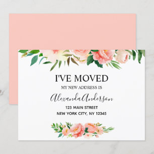 Peach Coral Floral bewegende aankondiging