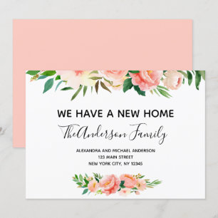 Peach Coral Floral bewegende aankondiging